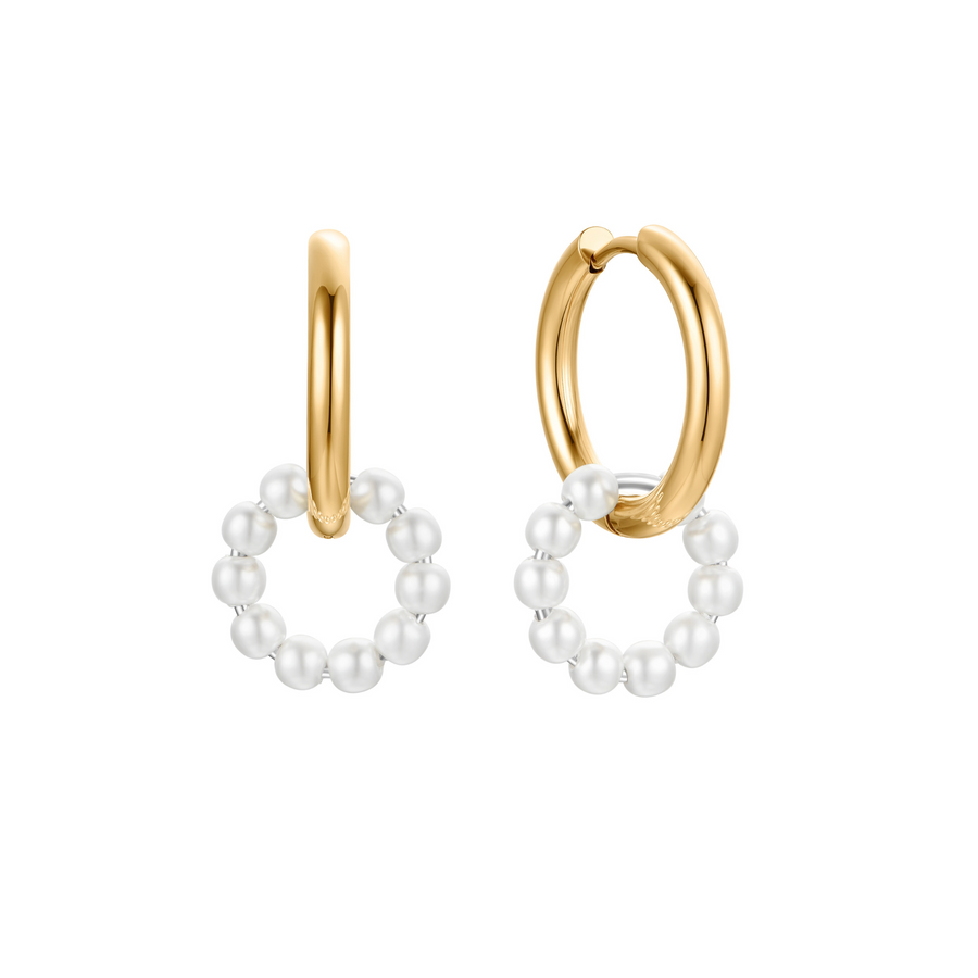 Aria Pearl Loop Earrings Gold