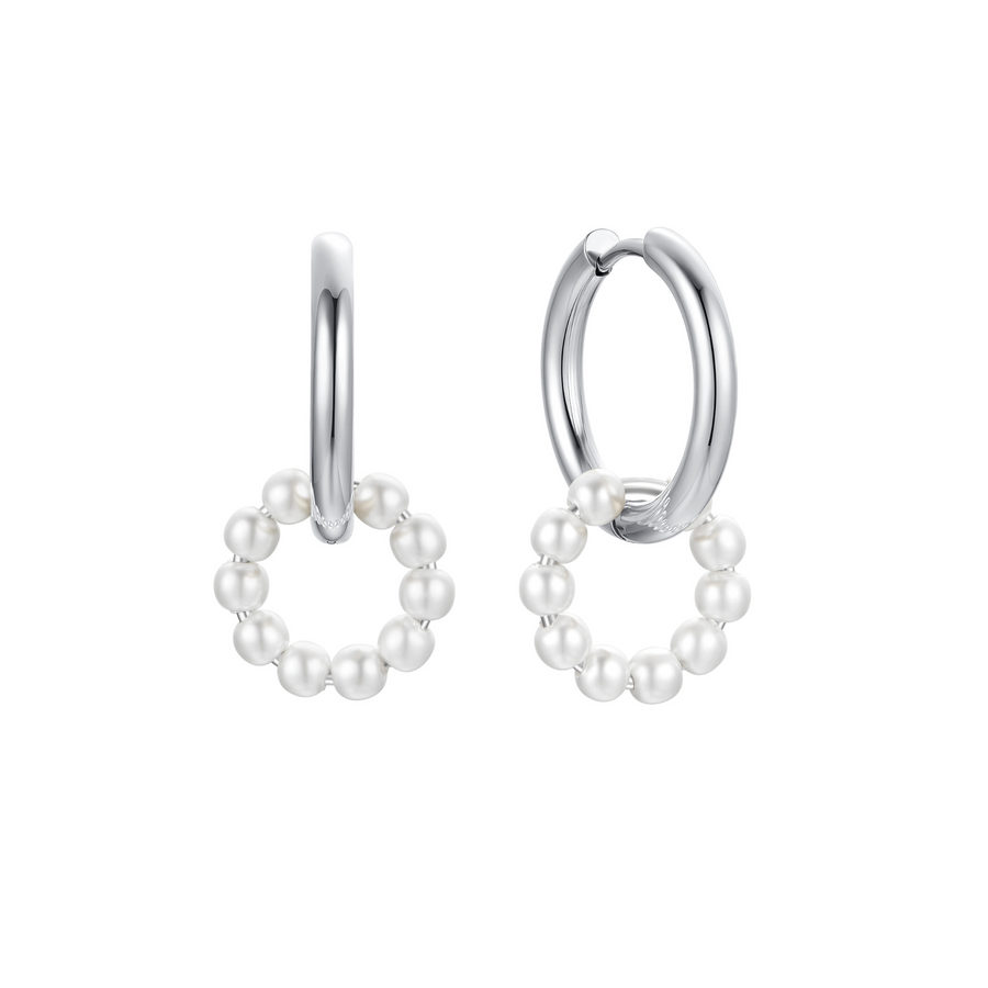 Aria Pearl Loop Earrings Silver