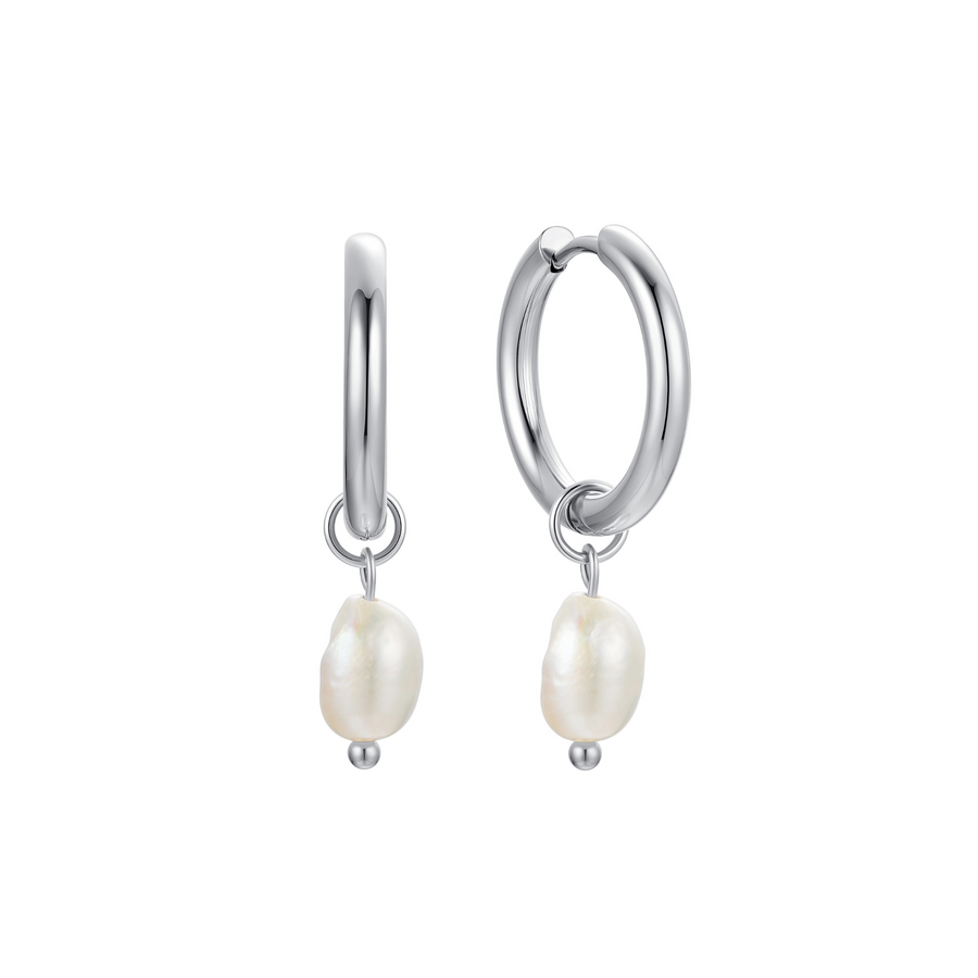 Aria Pearl Earrings Silver